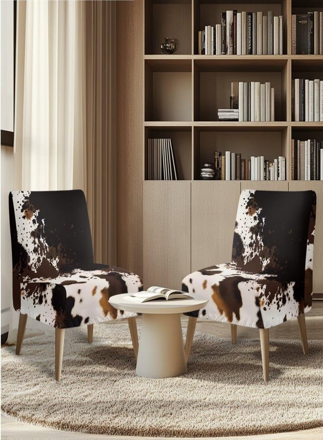 Yatixapu Accent Chair Slipcover Set of 2 Stretch Armless Cow Print Accent Chair Cover Washable Slipper Chair Slipcover Without Arms Covers Furniture Protector for Living Dining Room Hotel - Image 1